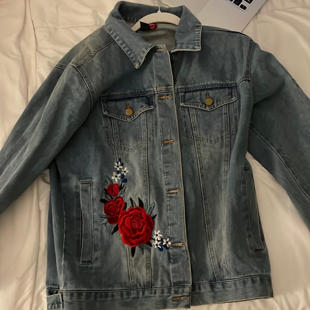 Floral denim jacket
